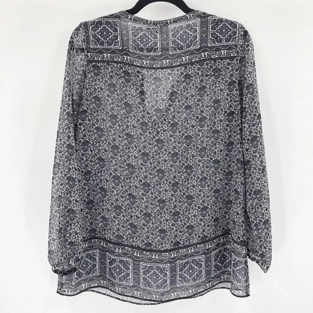 Calypso St Barth Women's Black Purple Sheer Long Sleeve Blouse Size XS - Picture 7 of 7